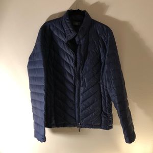 Blue packable coat